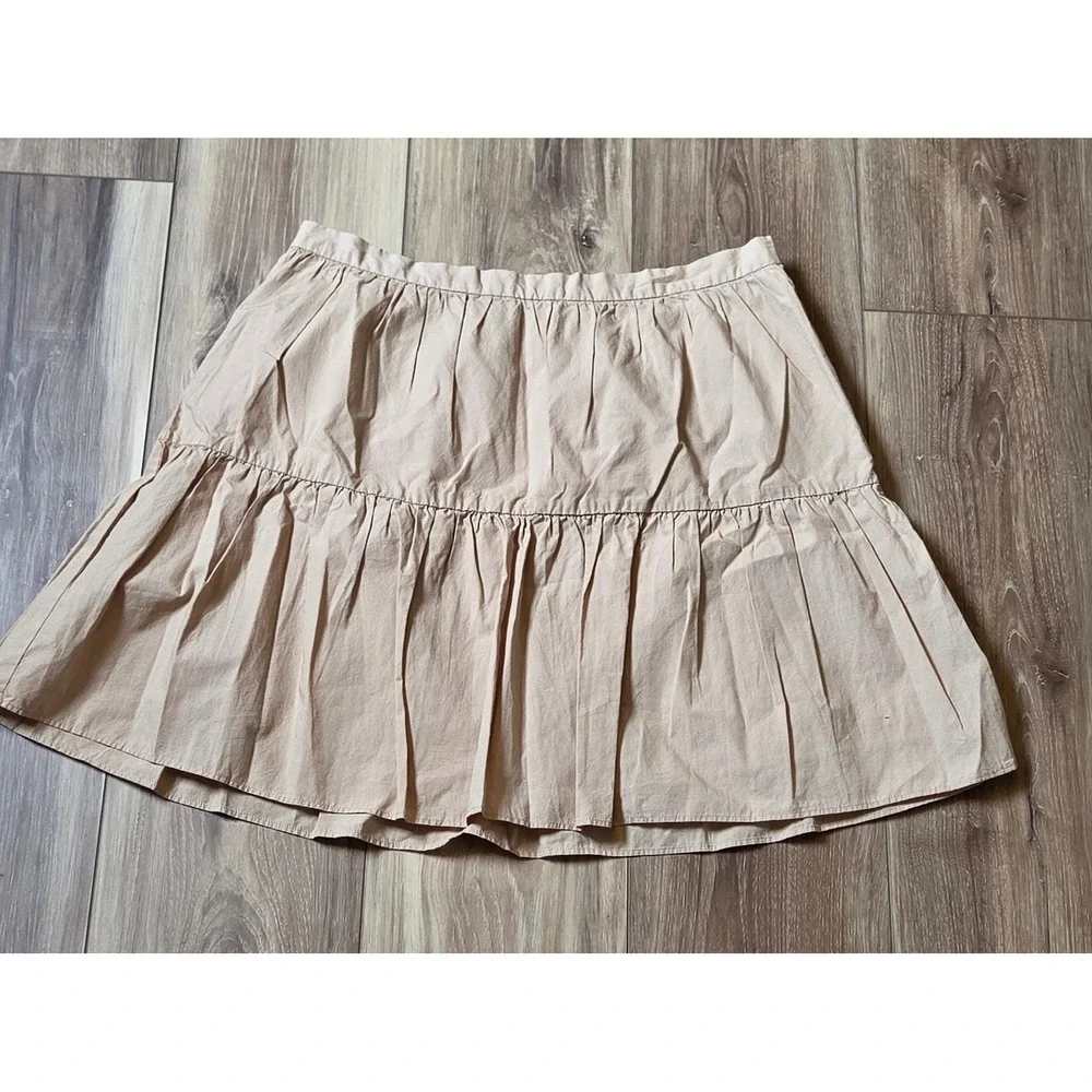 NWT Madewell Pleated Tiered Mini Skirt Women's Size 10 Tan